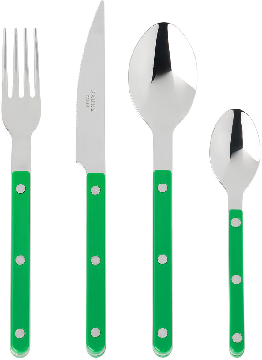 Sabre Green Bistrot Brilliant Flatware Set, 4 pcs | SSENSE