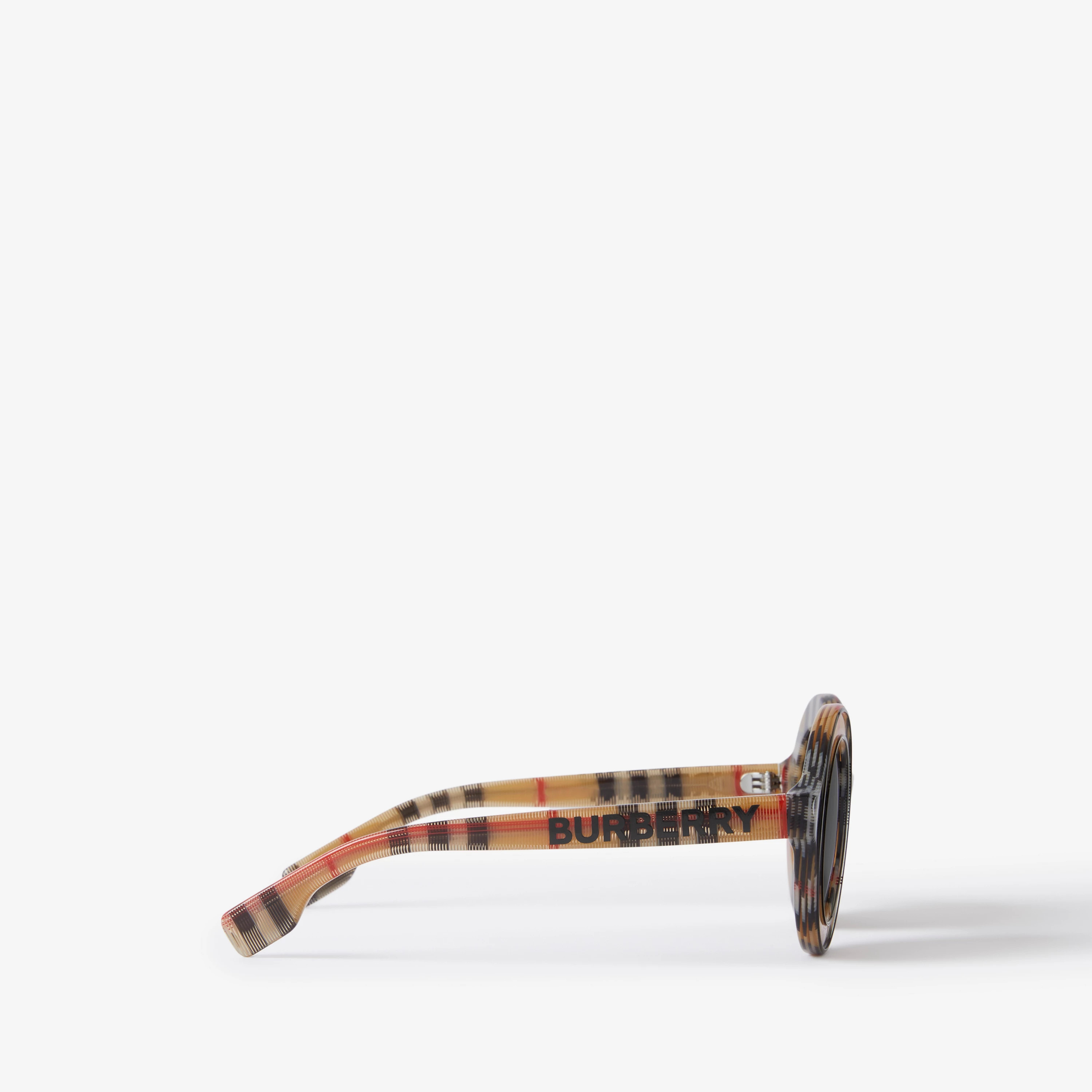 Logo Detail Check Round Frame Sunglasses | Burberry (US)