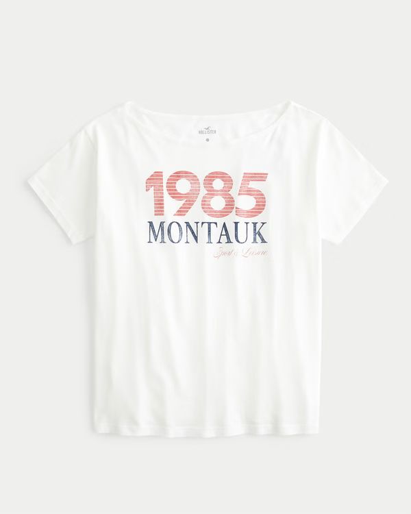 Oversized Off-the-Shoulder Montauk Graphic Tee | Hollister (US)