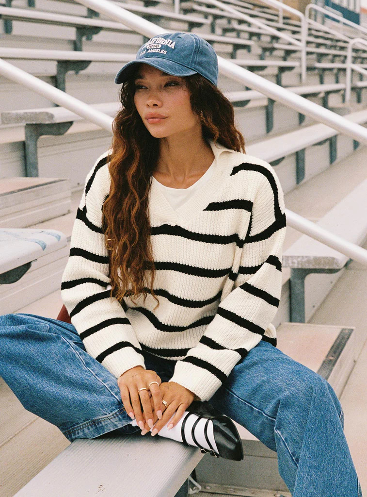 Forte Knit Sweater Black / Cream | Princess Polly US