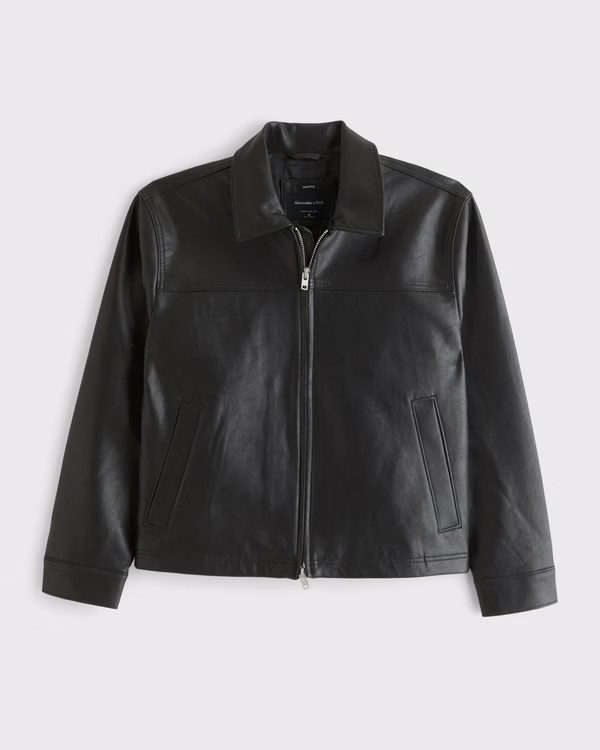 Men's Vegan Leather Zip Jacket | Men's | Abercrombie.com | Abercrombie & Fitch (US)