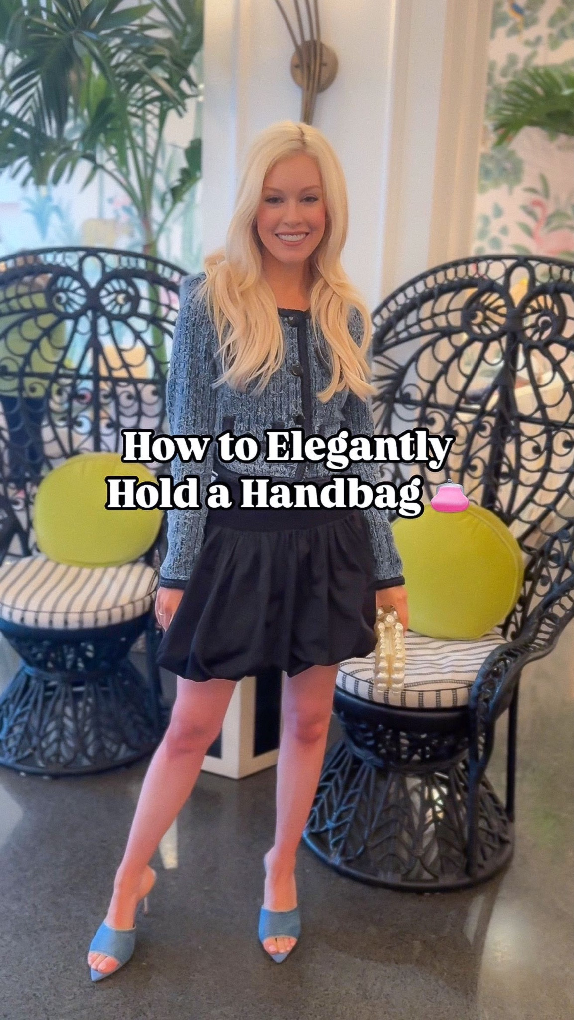 Between this music from The Parent Trap and these very quintessential Princess Kate clutch poses, this reel is really making me think of the UK! 🇬🇧 

jacket: @mrselfportrait 
dress: @alc_ltd 
heels: @veronicabeard 
clutch: @cultgaia 

#etiquette #manners #handbagetiquette #eveningbag #palmbeach