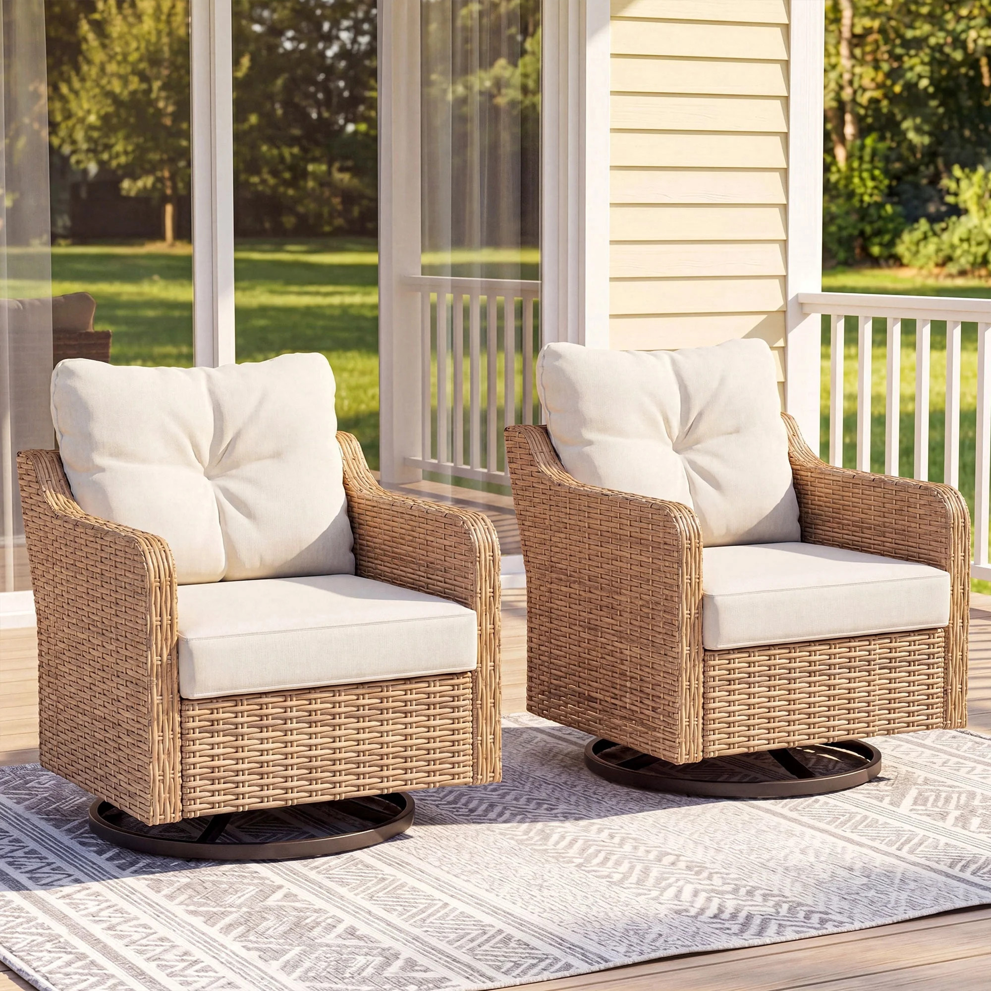 LAUSAINT HOME Outdoor Patio Rocking Chair, 360° Swivel Glider Rocker Chairs with All-Weather Wic... | Walmart (US)