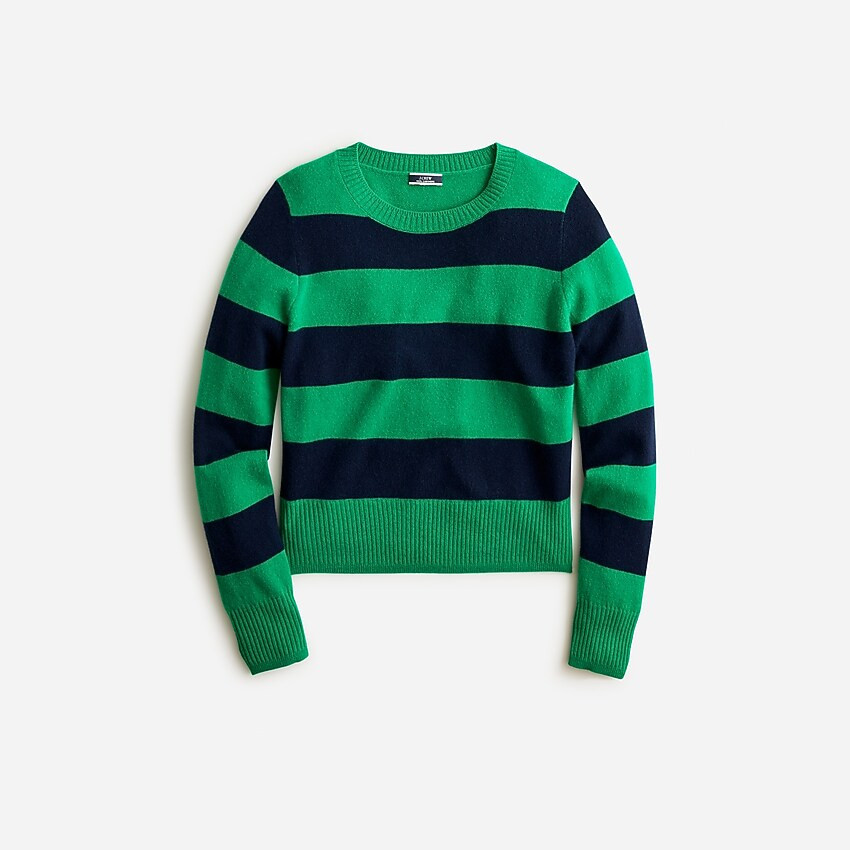 Cropped cashmere crewneck sweater in rugby stripe | J. Crew US