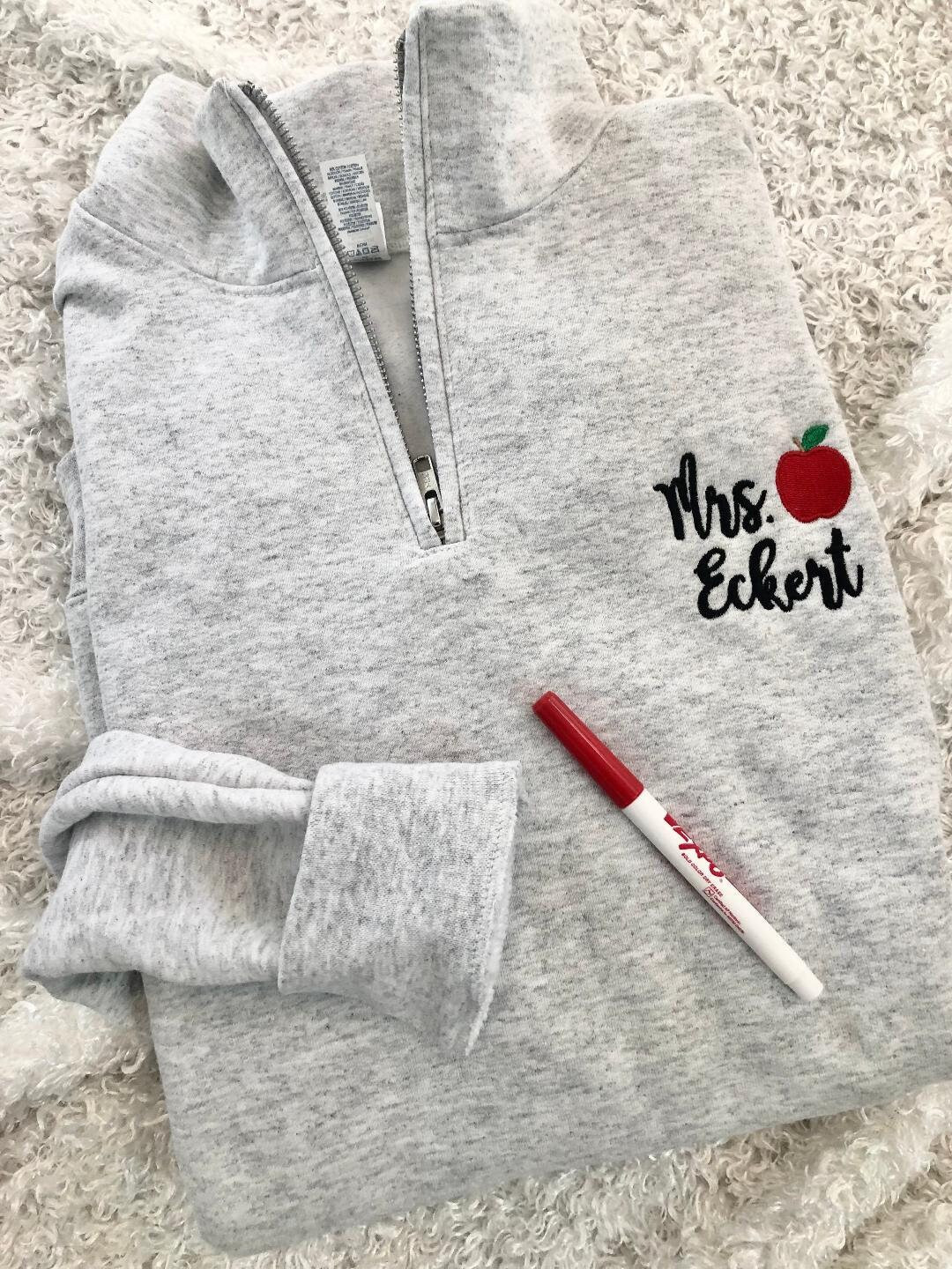 Custom Teacher Sweatshirt: Personalized Quarter Zip With - Etsy | Etsy (US)
