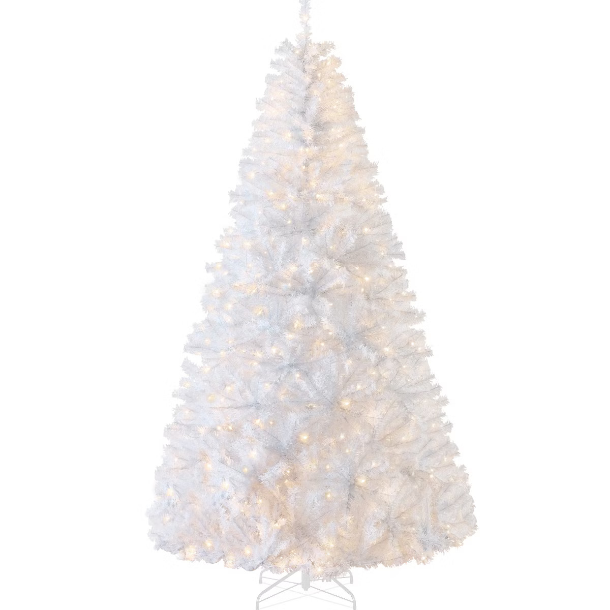 Best Choice Products Pre-Lit Premium Hinged White Artificial Christmas Pine Tree w/ Lights, Stand... | Target