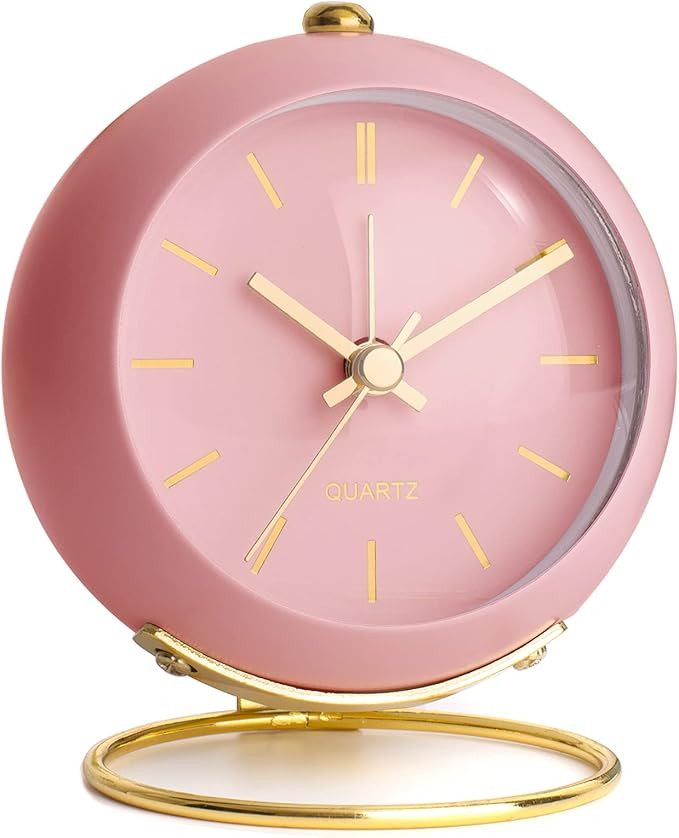 AYRELY® Battery Operated Desk Alarm Clocks with Light,Retro Silent No Ticking Analog Small Clock... | Amazon (US)
