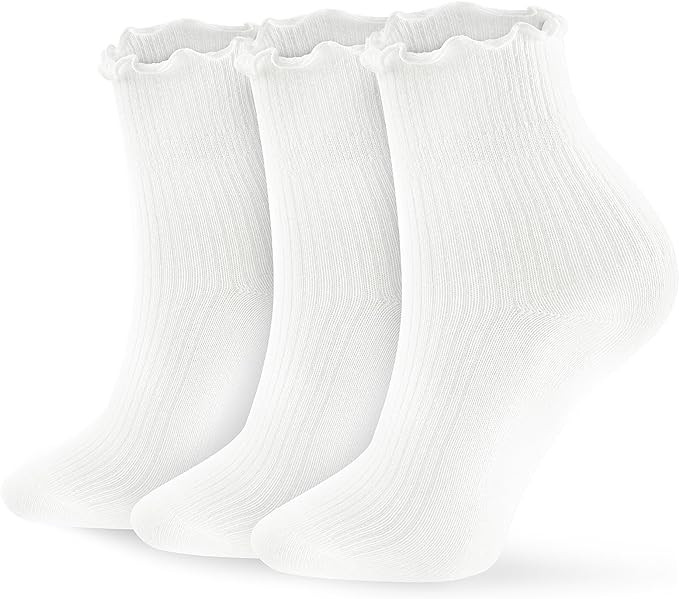 8 Pairs Frilly Socks Women,Ruffle Socks for Girl Women,Solid Color Lettuce Edge Comfort Breathabl... | Amazon (US)