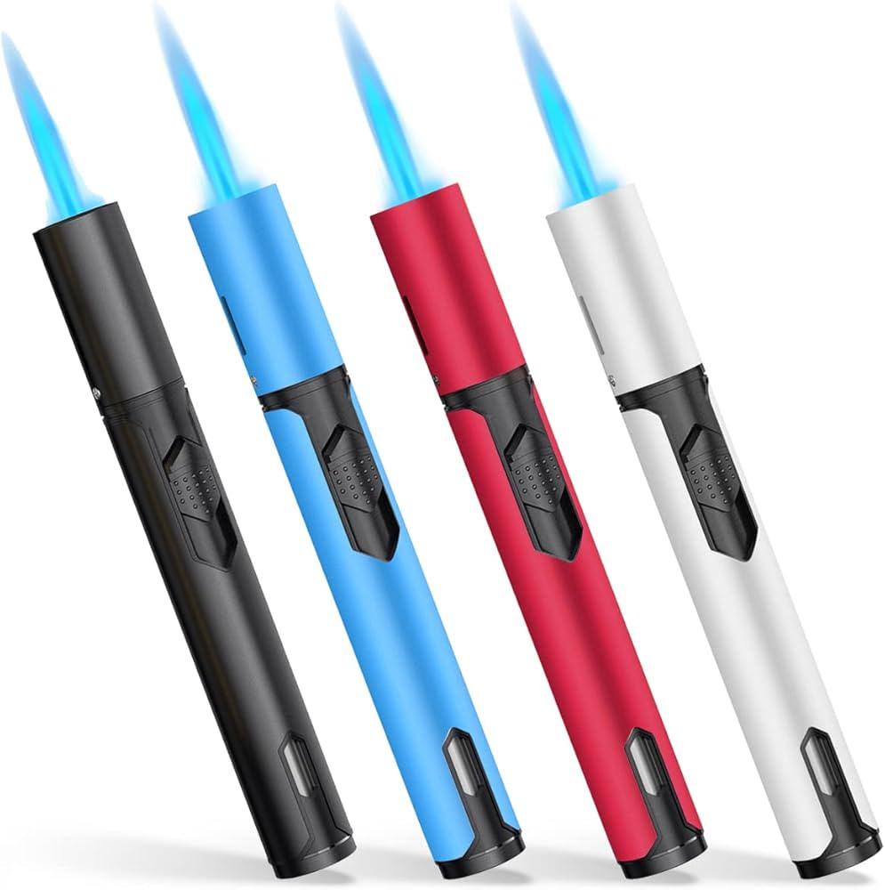 Torch Lighters, 4 Pack, Butane Lighters, Adjustable Flame Windproof Butane Refillable Gas, Long L... | Amazon (US)