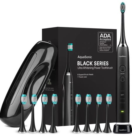 Aquasonic Black Series Ultra Whitening Toothbrush – ADA Accepted Power Toothbrush - 8 Brush Heads & Travel Case – 40,000 VPM Electric Motor & Wireless Charging - 4 Modes w Smart Timer

#LTKFind #LTKsalealert #LTKunder50