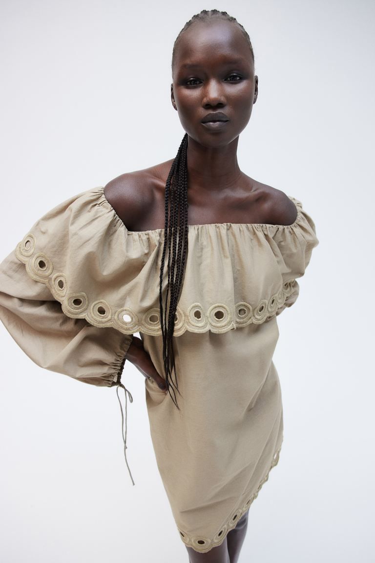 Off-the-shoulder Cotton Dress | Summer Dresses 2024 | Hm Summer Outfit | H&M (US + CA)