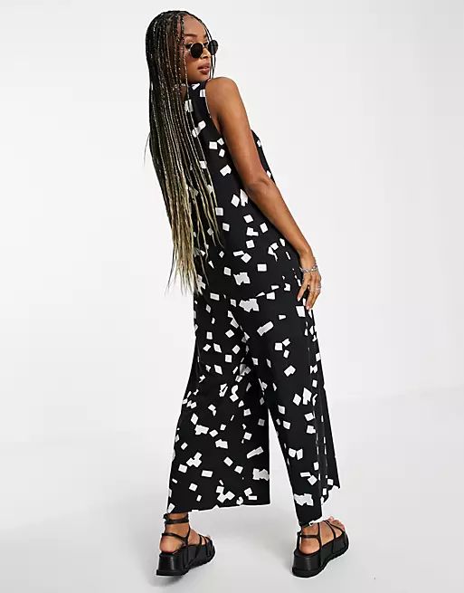 ASOS DESIGN square neck dungaree in abstract square print  | ASOS | ASOS (Global)