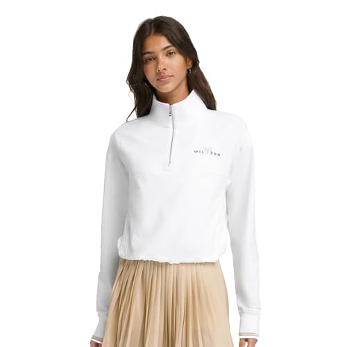 WILSON Davenport Woven Womens Tennis Pullover Bright White Large | Amazon (US)