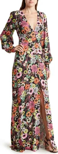 Shiloh Floral Long Sleeve Open Back Maxi Dress | Nordstrom Rack