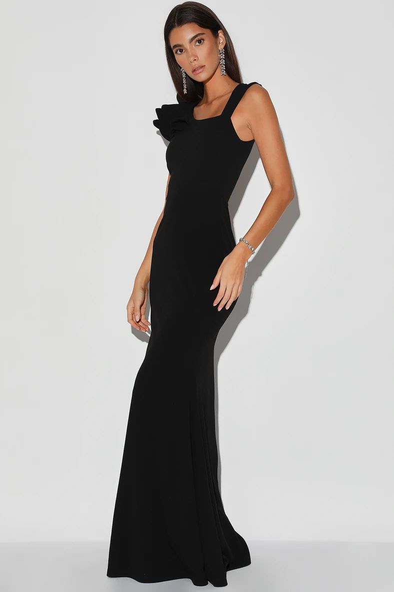 Lucette Black Sleeveless Ruffled Mermaid Maxi Dress | Lulus (US)