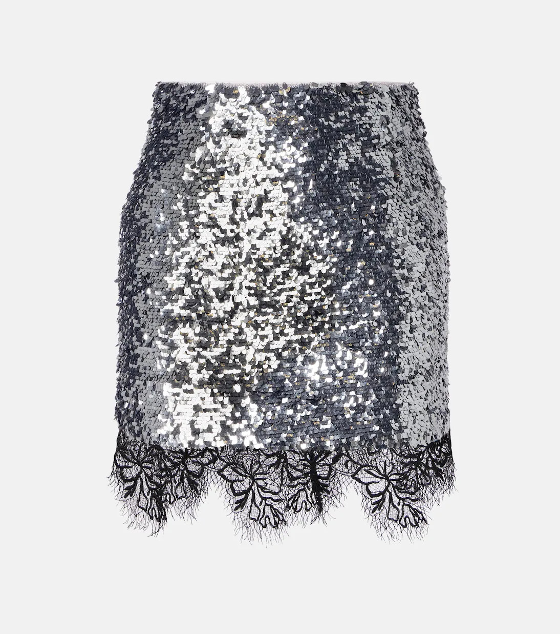 Lace-trimmed sequined miniskirt | Mytheresa (US/CA)