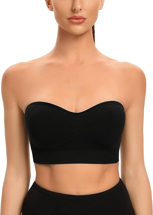 Strapless Bras for Women Non-Slip Silicone Bandeau Bralette Seamless Wireless Strapless Bra Padde... | Amazon (US)