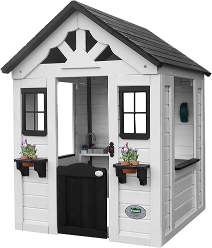 Backyard Discovery Sweetwater All Cedar White Modern Outdoor Wooden Playhouse, Cottage, Sink, Sto... | Amazon (US)