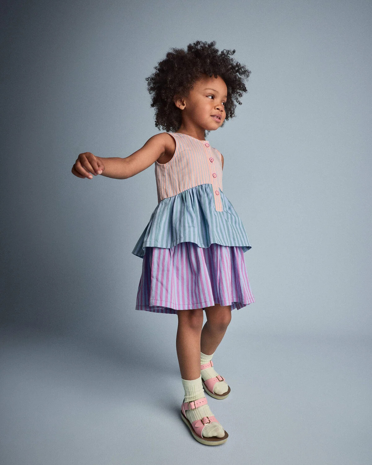 Toddler Girl Tiered Drop-Waist Dress in Stripes - Blue/Purple - Otter Avenue | Carter's | Carter's Inc