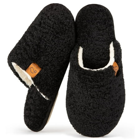 EverFoams Women s Fuzzy Wool-Like Memory Foam Slip on House Slippers Cozy Soft Indoor Outdoor Ladies Home Shoes | Walmart (US)