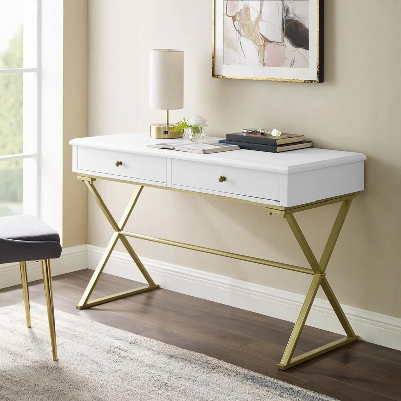 Silver Orchid Lerch Two-Drawer Campaign Desk | Overstock