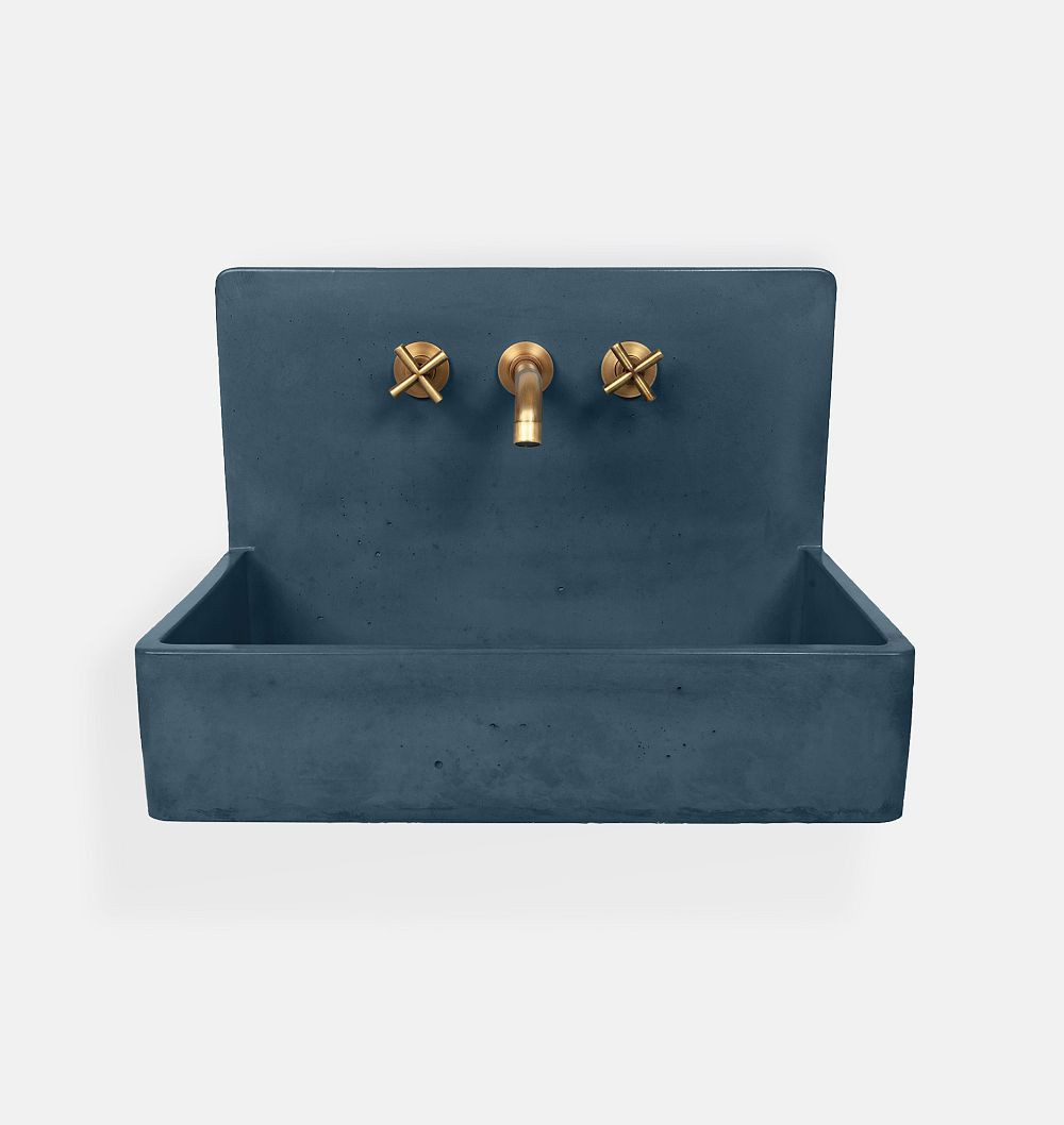 Edy 24"" Bucket Sink - ADA - Dark Blue - Widespread | Rejuvenation