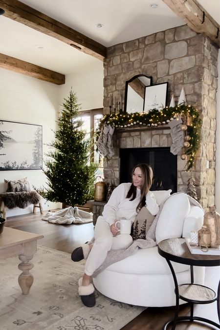 Holiday living room | swivel chair | mantle styling | cozy slippers | holiday homee

#LTKstyletip #LTKHoliday #LTKhome