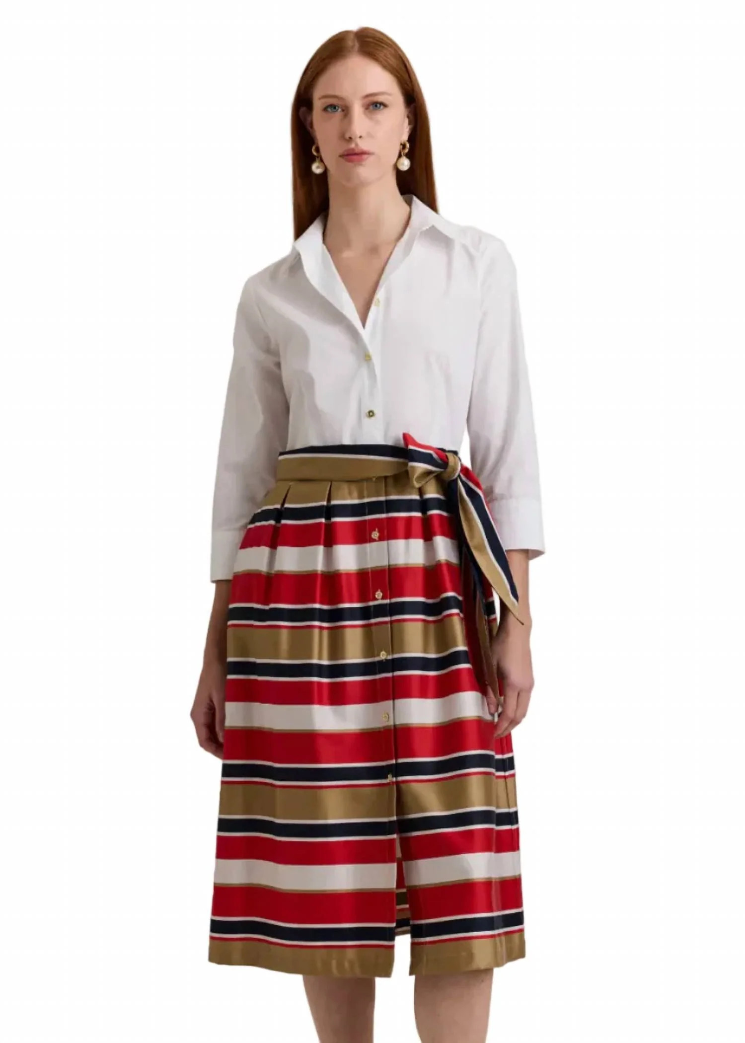 Robin 3/4 Sleeve Dress In Nautical Stripes | Shop Simon