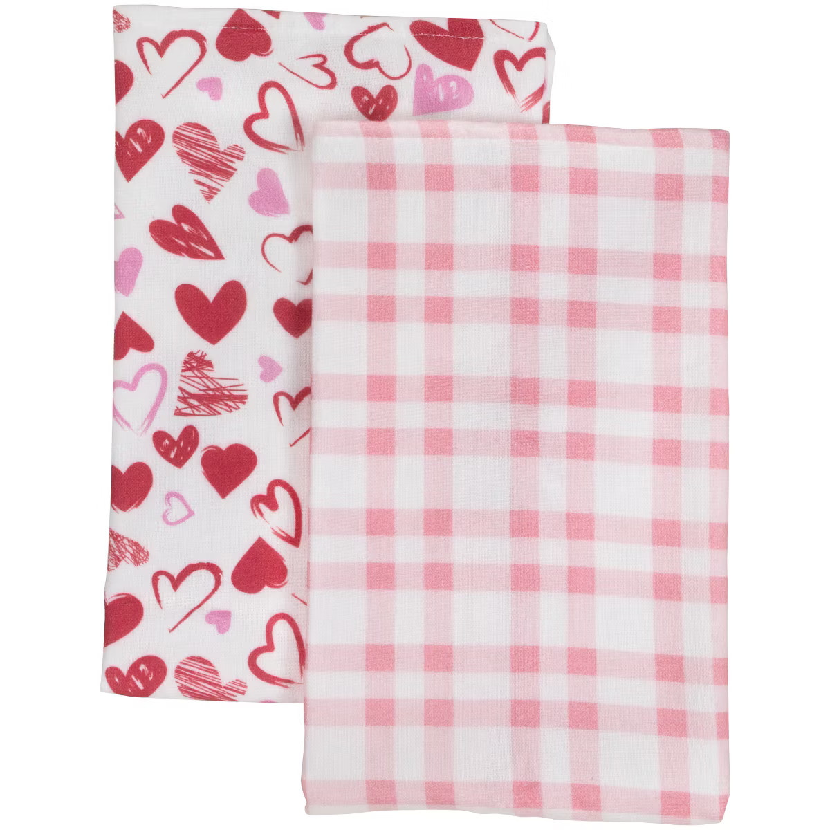 Northlight Plaid and Hearts Valentine's Day Kitchen Tea Towels - 26" - Pink and Red - Set of 2 | Target