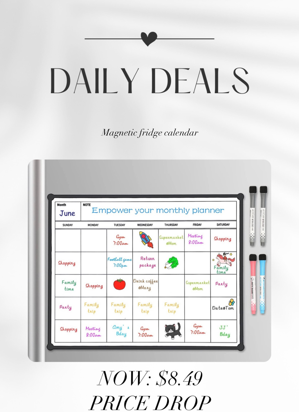 Magnetic Fridge Calendar w/ 4 … curated on LTK