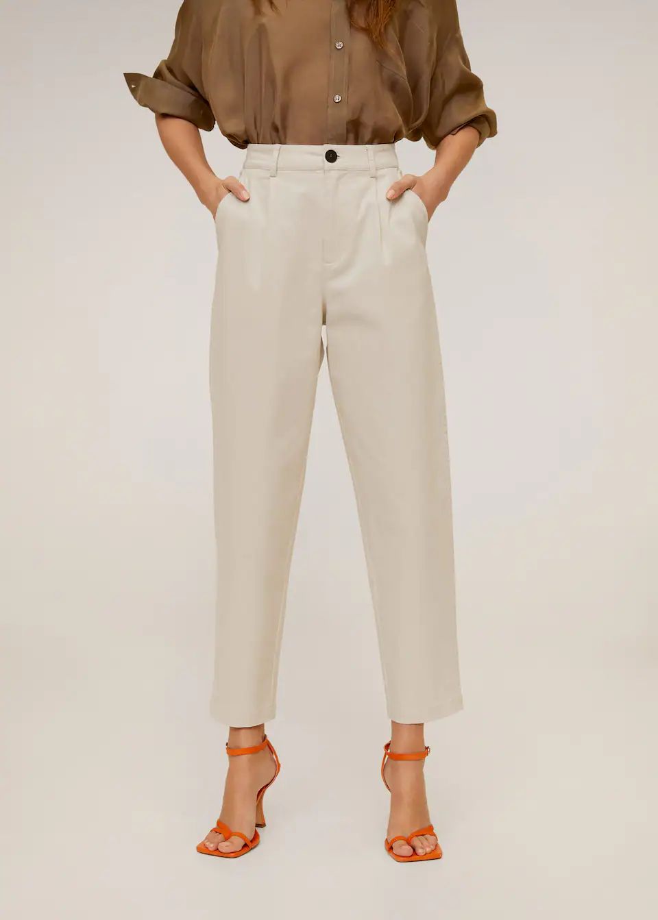 Relaxed fit cropped trousers | MANGO (US)