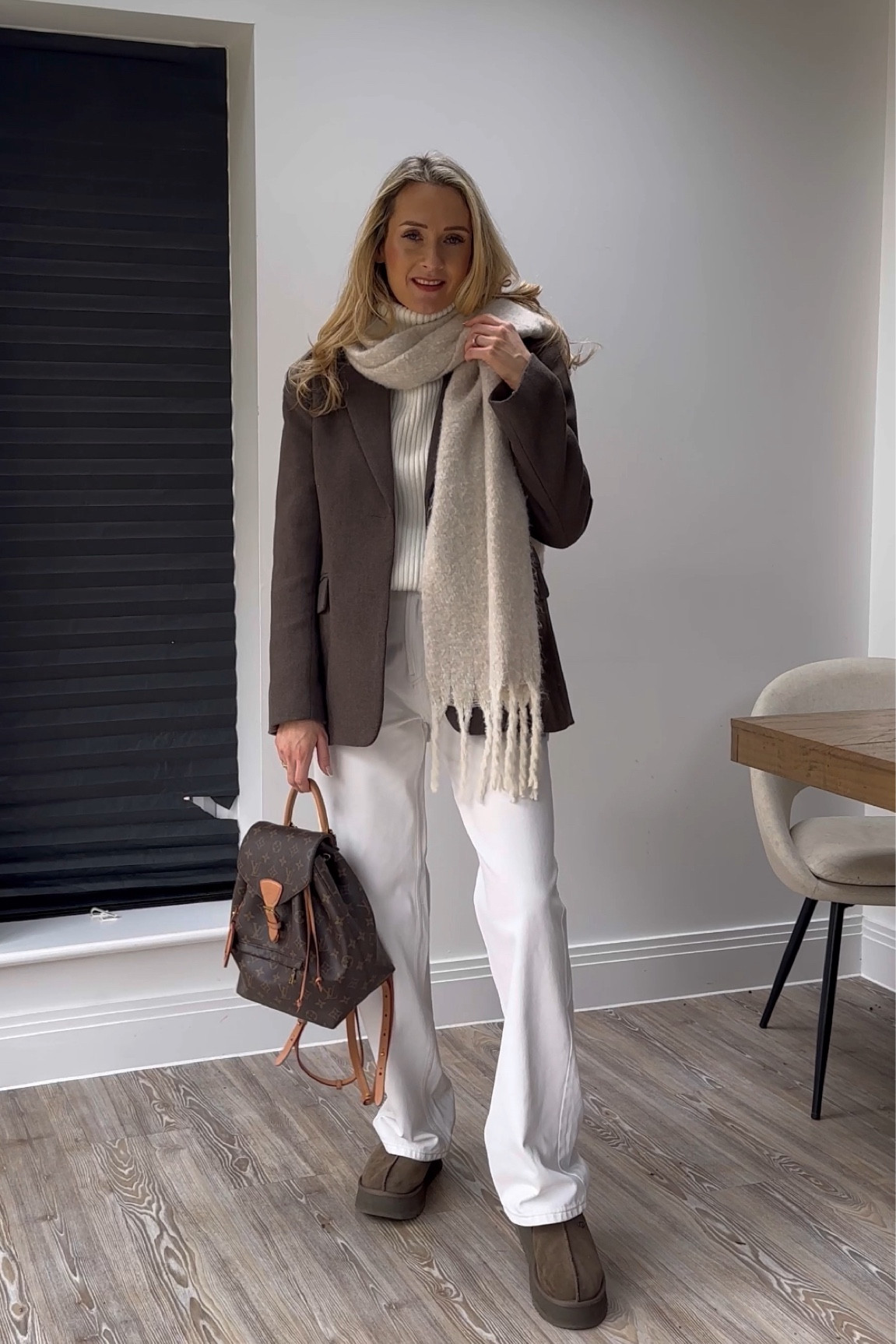 Winter whites and browns styling white jeans for winter with Ugg tazz and a brown blazer and a cream ribbed roll neck jumper. X

#LTKwinter #LTKuk #LTKstyletip
