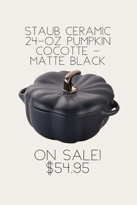 Staub ceramic 24 oz pumpkin cocotte - matte black on sale. 

#halloween #fall #kitchen #baking 

#LTKSale #LTKSeasonal #LTKhome