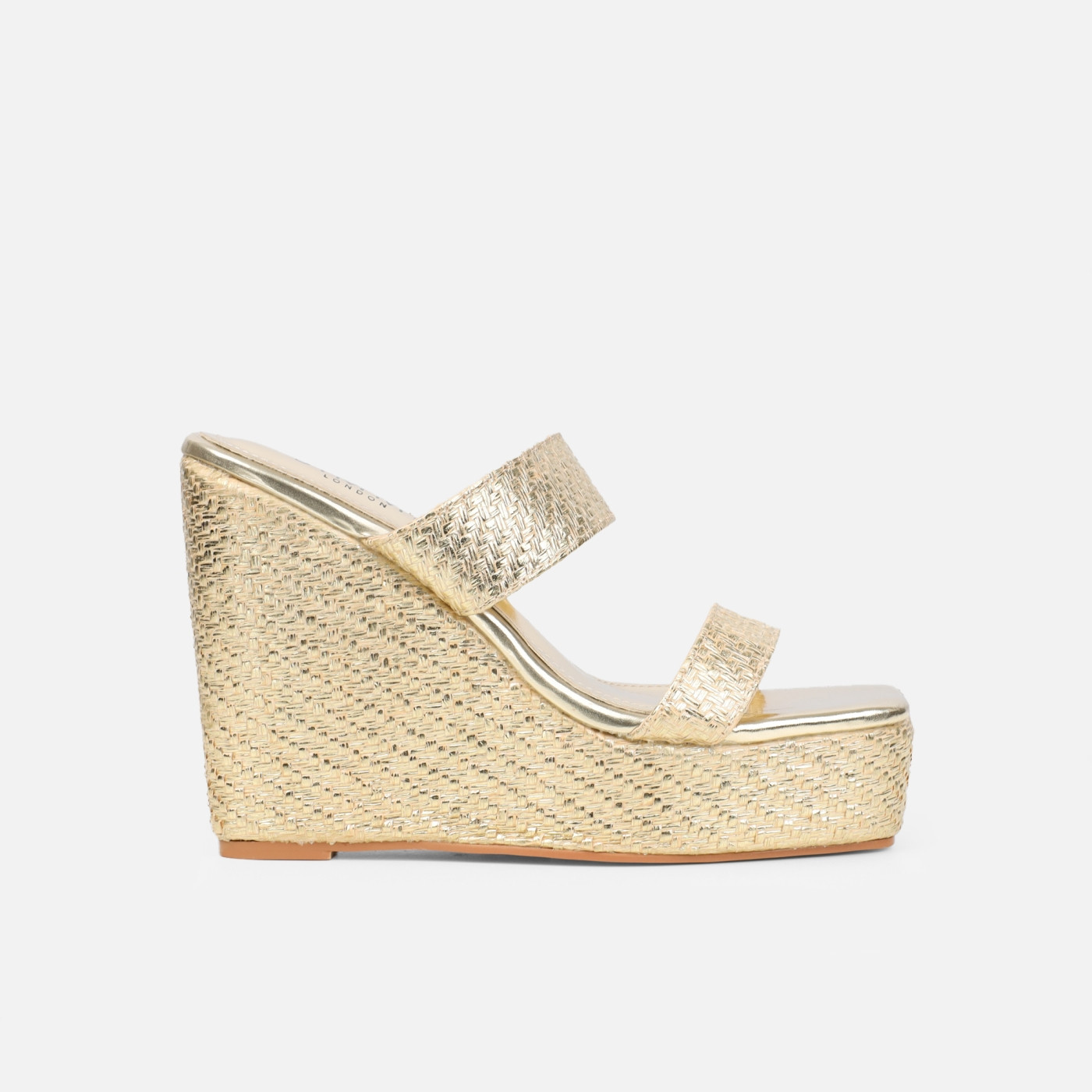 Neena Gold Metallic Raffia Wedge Sandals | Simmi Shoes