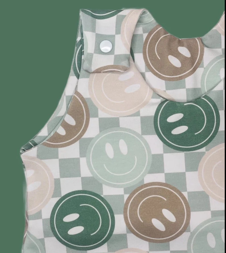 Unisex Sage Green Boys Smiley Baby Romper - Etsy UK | Etsy (US)