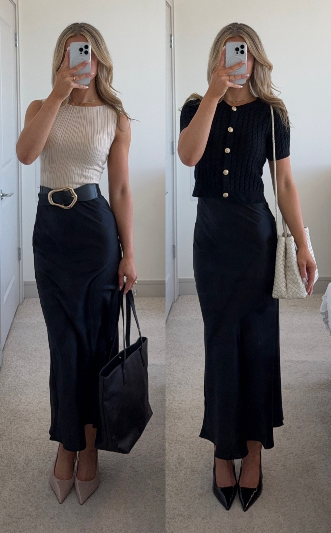 styling black silk maxi skirt for the office 👩🏼‍💼🖤 @onequince – wearing a size XS!
#quincepartner

#LTKWorkwear #LTKootd