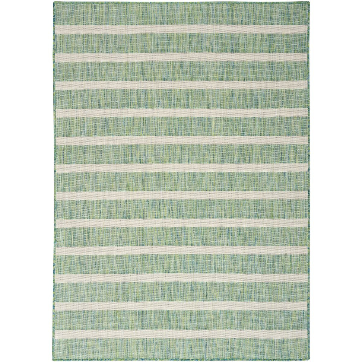 Nourison Positano Modern Stripes Flatweave Indoor Outdoor Low Pile Area Rug Blue Green Ivory 7' x... | Target