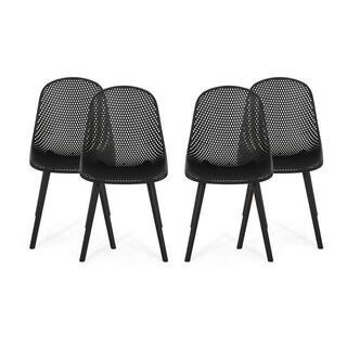 Posey Black Plastic Outdoor Patio Dining Chair (4-Pack) | The Home Depot