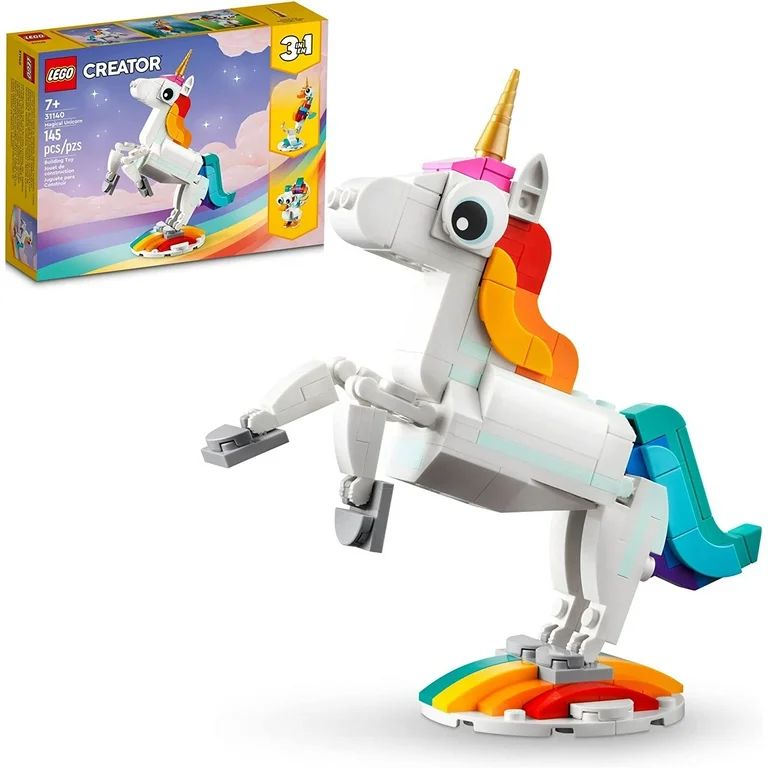 LEGO Creator 3 in 1 Magical Unicorn Toy to Seahorse to Peacock, Rainbow Animal Figures, Unicorn G... | Walmart (US)