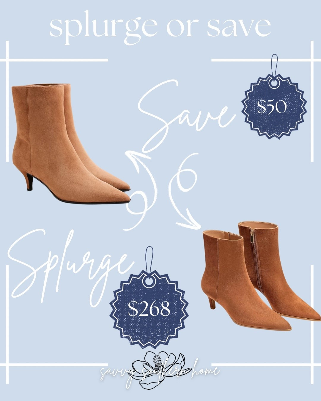 Soft suede, rich camel tones, and the perfect ankle height for fall 🍁🤎 One’s a splurge and one’s a save — can you spot which is which? Tap to shop both!

#LTKStyleTip #LTKShoeCrush #LTKSeasonal