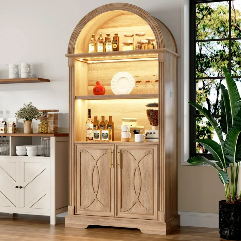 VKCC 70.9" Storage Sideboard, LED Display Cabinet with Adjustable Shelf & Double Doors, Pantry Ca... | Walmart (US)