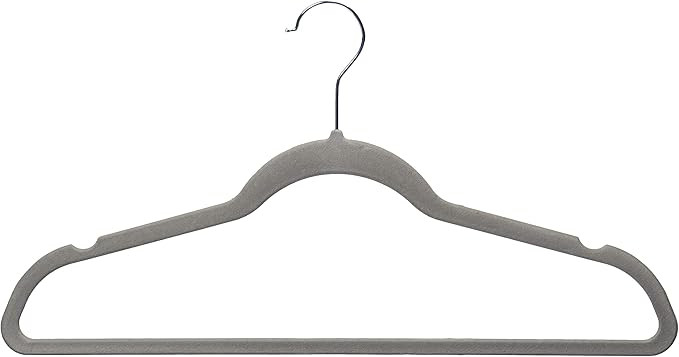 AmazonBasics Slim, Velvet, Non-Slip Clothes Suit Hangers, Grey/Silver - Pack of 100 | Amazon (US)