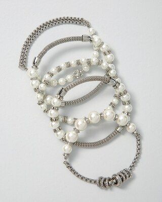 Glass Pearl Stretch Bracelets, Set of 5 | White House Black Market