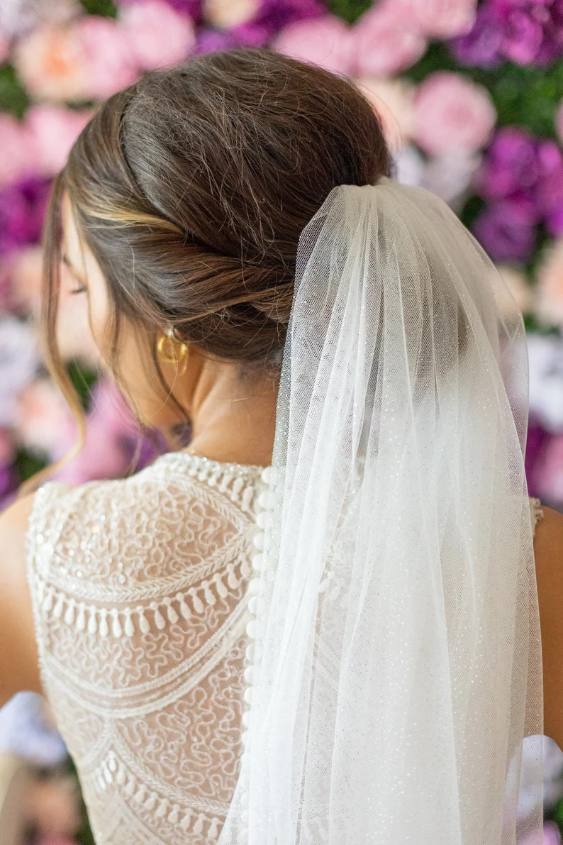 Glitter Wedding Veil | Sparkle Veil Cathedral Fingertip Ivory Bridal Veil, Single Tier, Wedding V... | Etsy (US)
