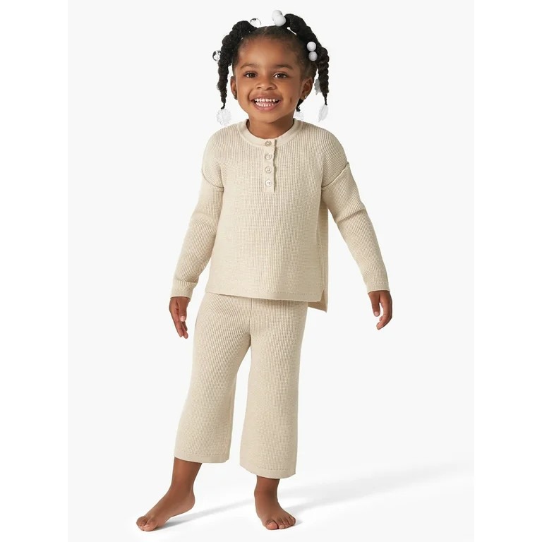 Modern Moments By Gerber Toddler Girl Henley Sweater and Wide-Leg Pant, 2-Piece Set, 12M-5T | Walmart (US)
