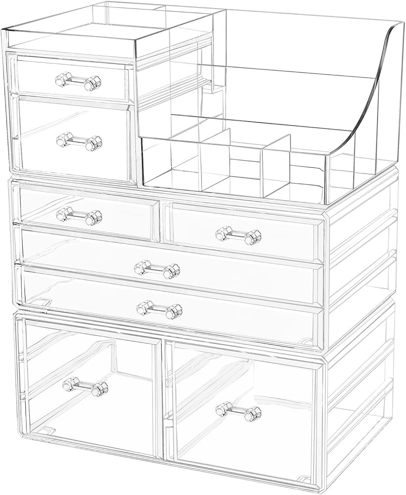 Cq acrylic Makeup Organizer Bathroom Organizers and Storage with 8 Drawers for Vanity Skincare Co... | Amazon (US)