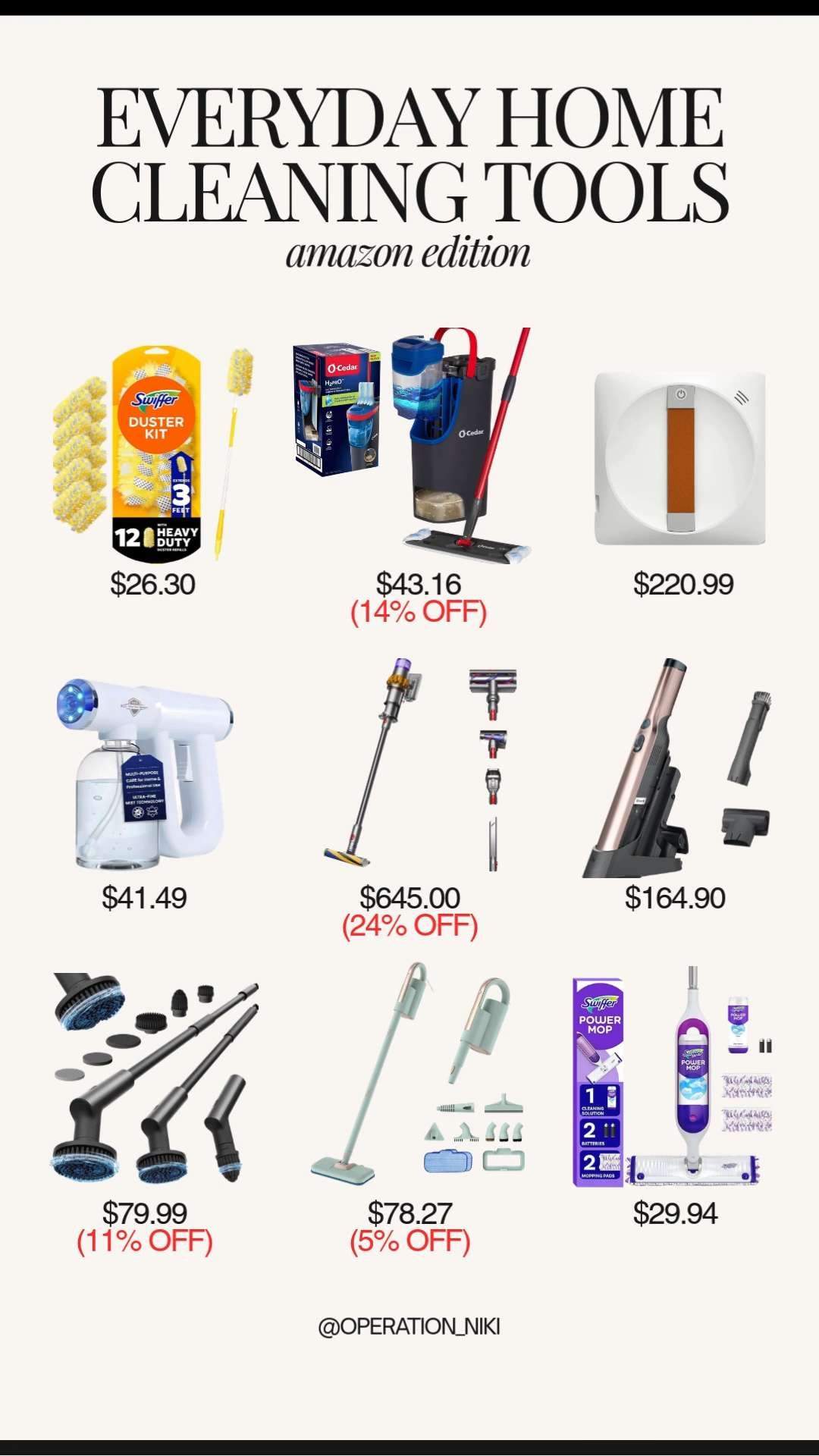 Keeping your home fresh doesn't have to be a chore when you have the right tools. 🏠✨ From quick daily touch-ups to those satisfying deep cleans, these everyday essentials make maintaining your space so much easier.

A tidy home is a happy home, and having your favorite supplies ready to go is the ultimate productivity hack. 🧼🧹

Follow for more @OPERATION_NIKI on IG, TikTok, & Facebook

#HomeCleaning #CleaningEssentials #CleanHome #DailyCleaning #CleaningMotivation #HomeOrganization #CleaningHacks #TidyHome #OperationNiki #AmazonHome 

 #LTKHome