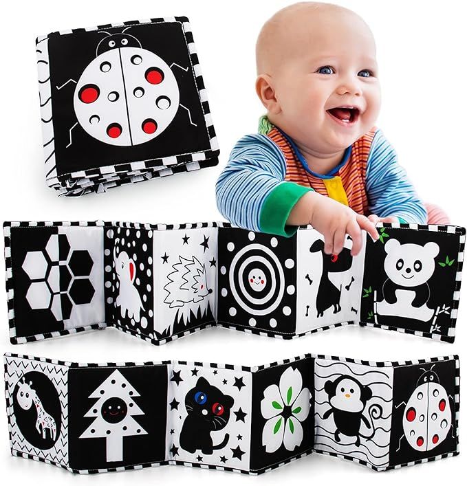 MOMOK Black and White High Contrast Sensory Baby Toys Baby Soft Book for Early Education, Infant ... | Amazon (US)
