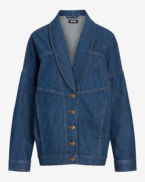 Express X Simon Spurr Oversized Dark Indigo Denim Jacket | Express