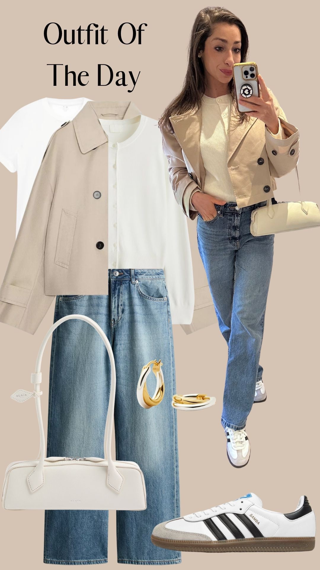 OOTD: Zara jacket, & other stories cardigan, Arket tshirt, H&M jeans, Adidas trainers, Alaia bag, Missoma earrings 

#LTKjeans #LTKspring #LTKstyletip